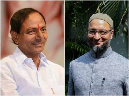 Image result for KCR with Owaisi