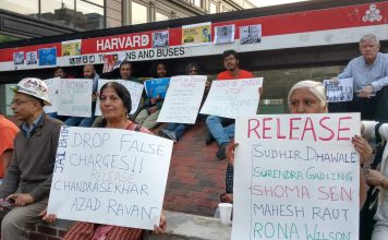 Boston: Organizations protested against arrests of activists, journalists and intellectuals in India