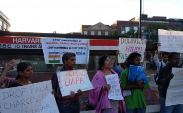 Protest in Boston against arbitrary arrest of human rights defenders in India