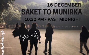 Why does a group of women walk at midnight in Delhi?